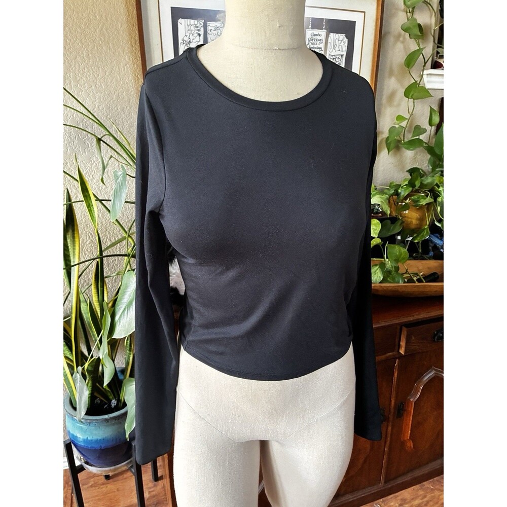 Hollister Black Crop Long Sleeve Stretch T Shirt Size Medium